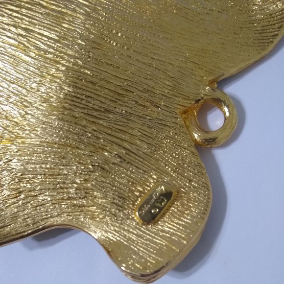 Luxury Maple Leaf Nature Trinket Tray Enamel Green Citrine Gold Fairy Fairie - Picture 4 of 4